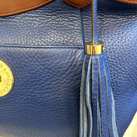😍🌻- Isaac Mizrahi Genuine Leather Shoulder Bag Purse Bag Navy Prussian Indig… - Picture 7 of 11